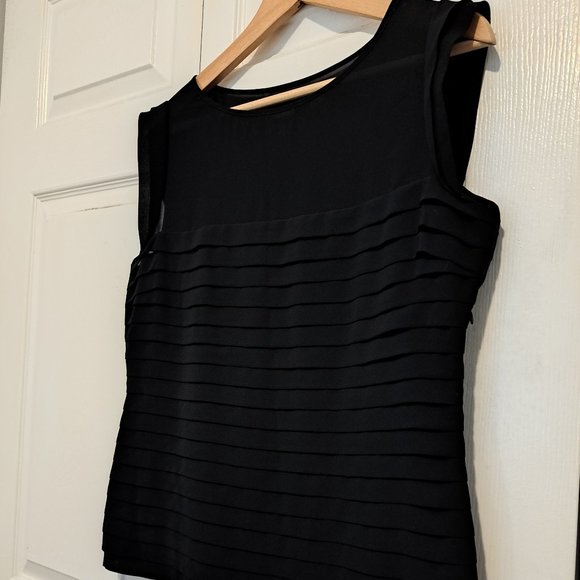 Sleeveless Black Top with Subtle Ruffle/Pleats - Picture 2 of 7